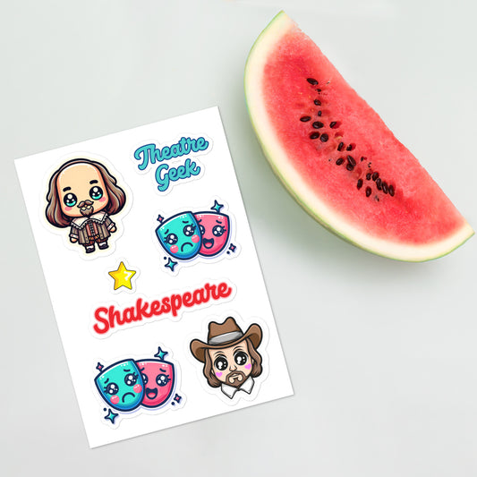 Sticker sheet Theatre nerds Shakespeare lovers unite fun sticker sheet theatre theater thespian stickers