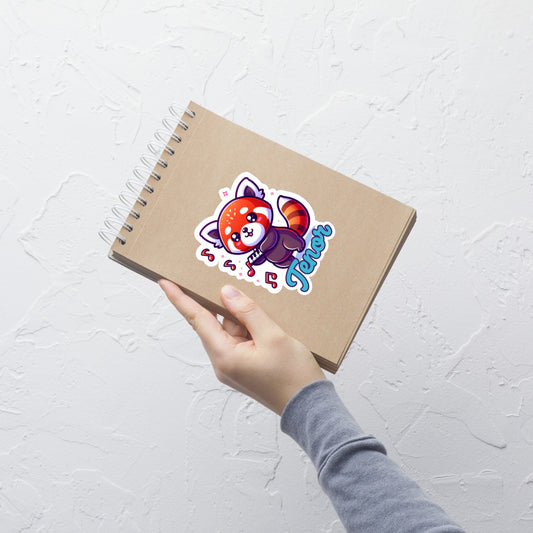 Bubble-free stickers Adorable red panda piano player singer music lover tenor singer sticker teacher sticker
