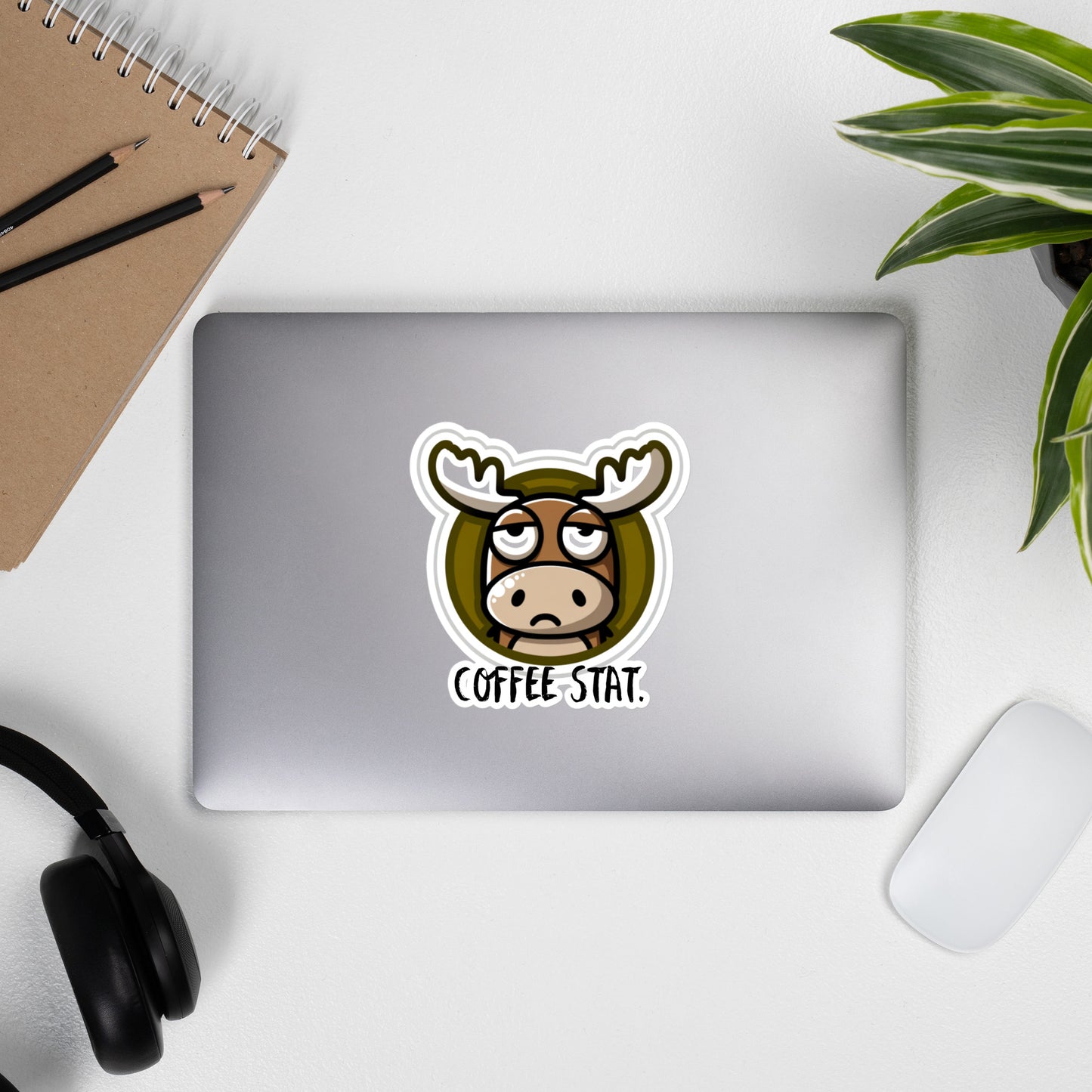 Bubble-free stickers Moose needs coffee stat Coffee humor sticker introvert sticker teacher sticker