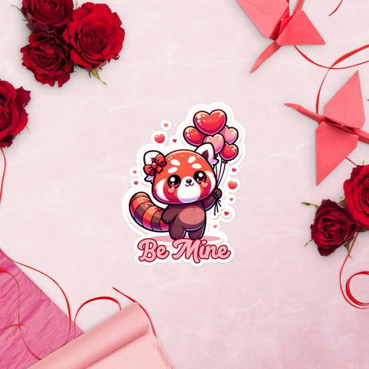 Red Panda with Heart balloons sticker Valentine Stickers Red Panda Valentines Bubble-free stickers