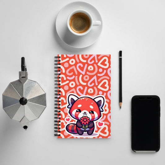 Red Panda Valentine Notebook Spiral notebook