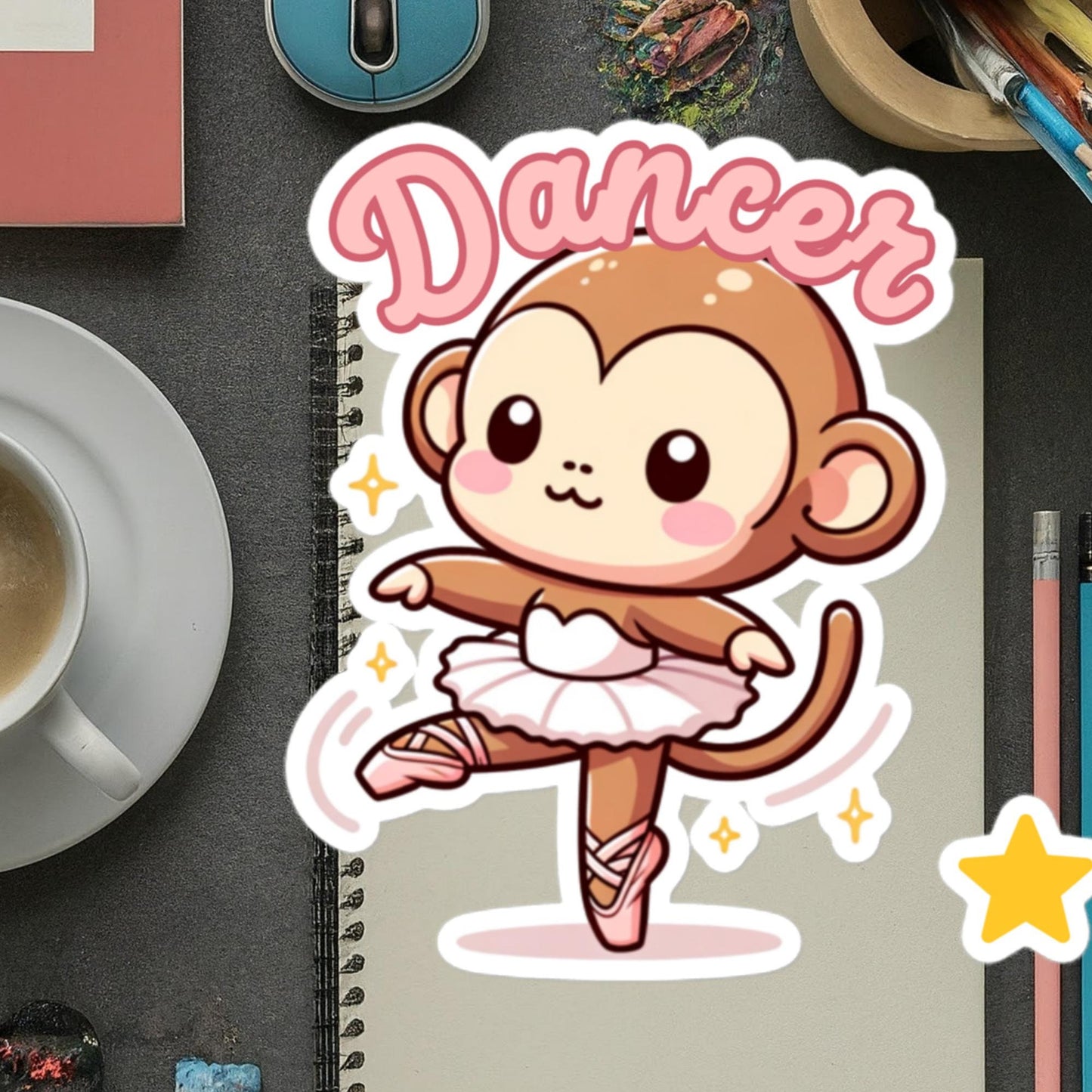 Dancer Monkey sticker Bubble-free stickers ballet dancer gifts teacher gifts