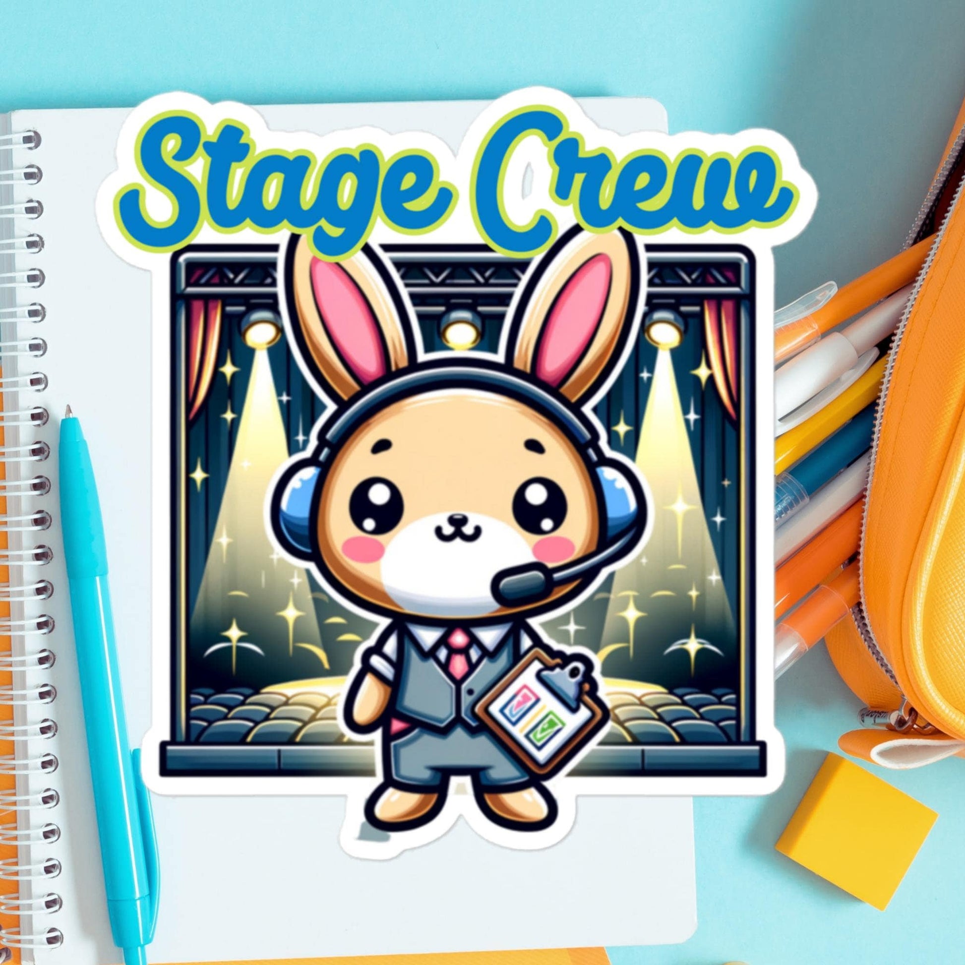 Bunny Stage Crew Sticker headset stage crew technician sticker Bubble-free stickers