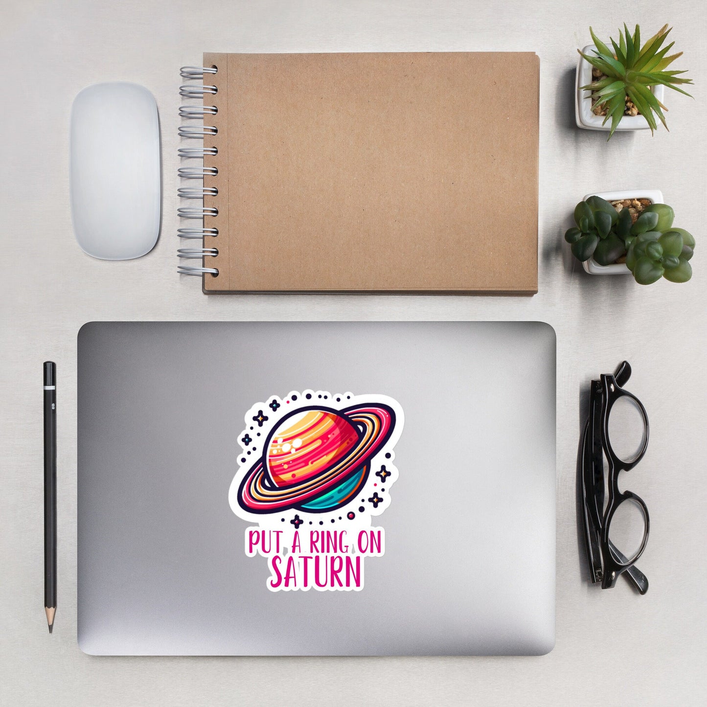 Put a ring on saturn Sticker Astronomy Sticker Science Stickers Astronomy Humor Bubble-free stickers