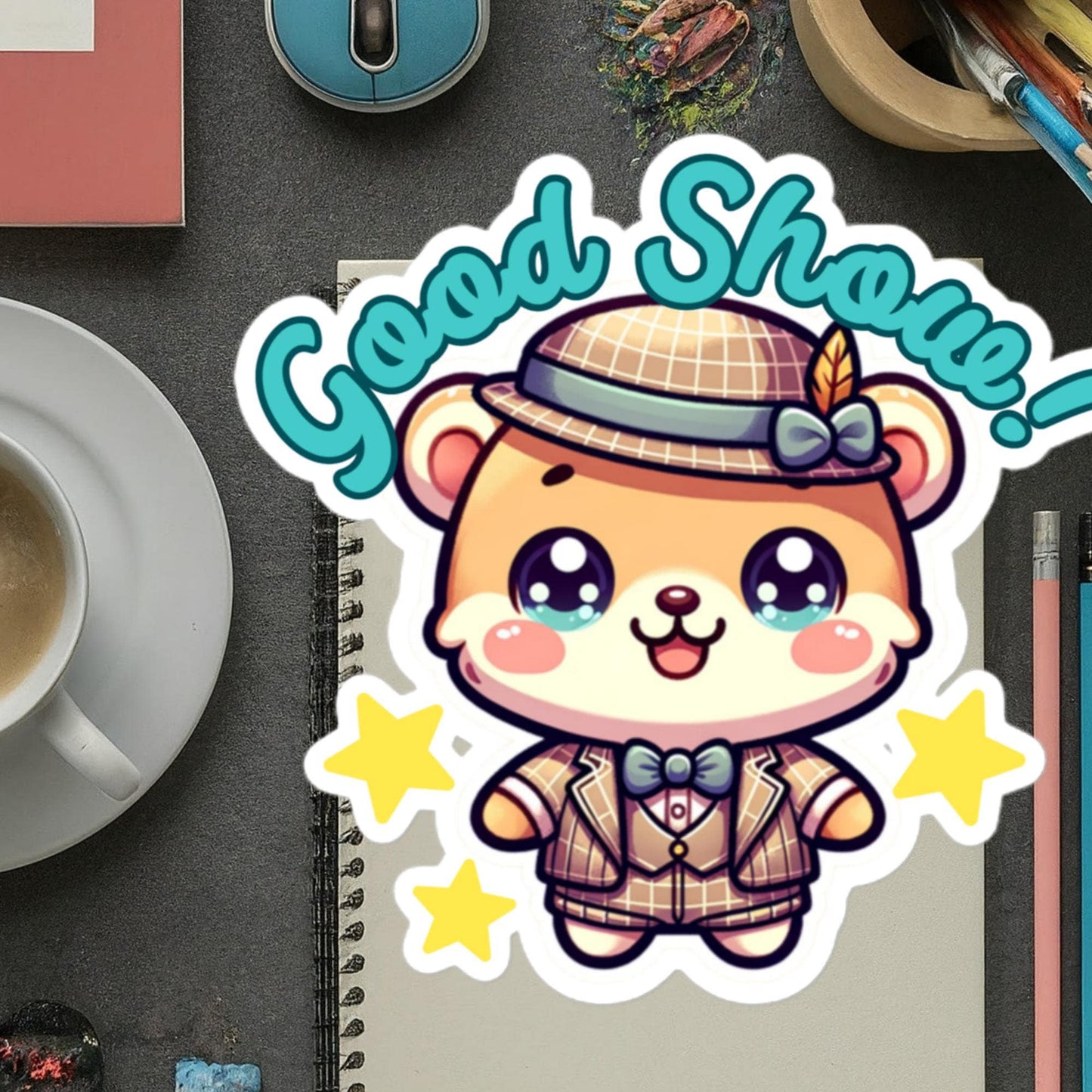 Good Show! Bear is 1940s costume is ready for the stage Theatre Stickers Teacher StickersBubble-free stickers