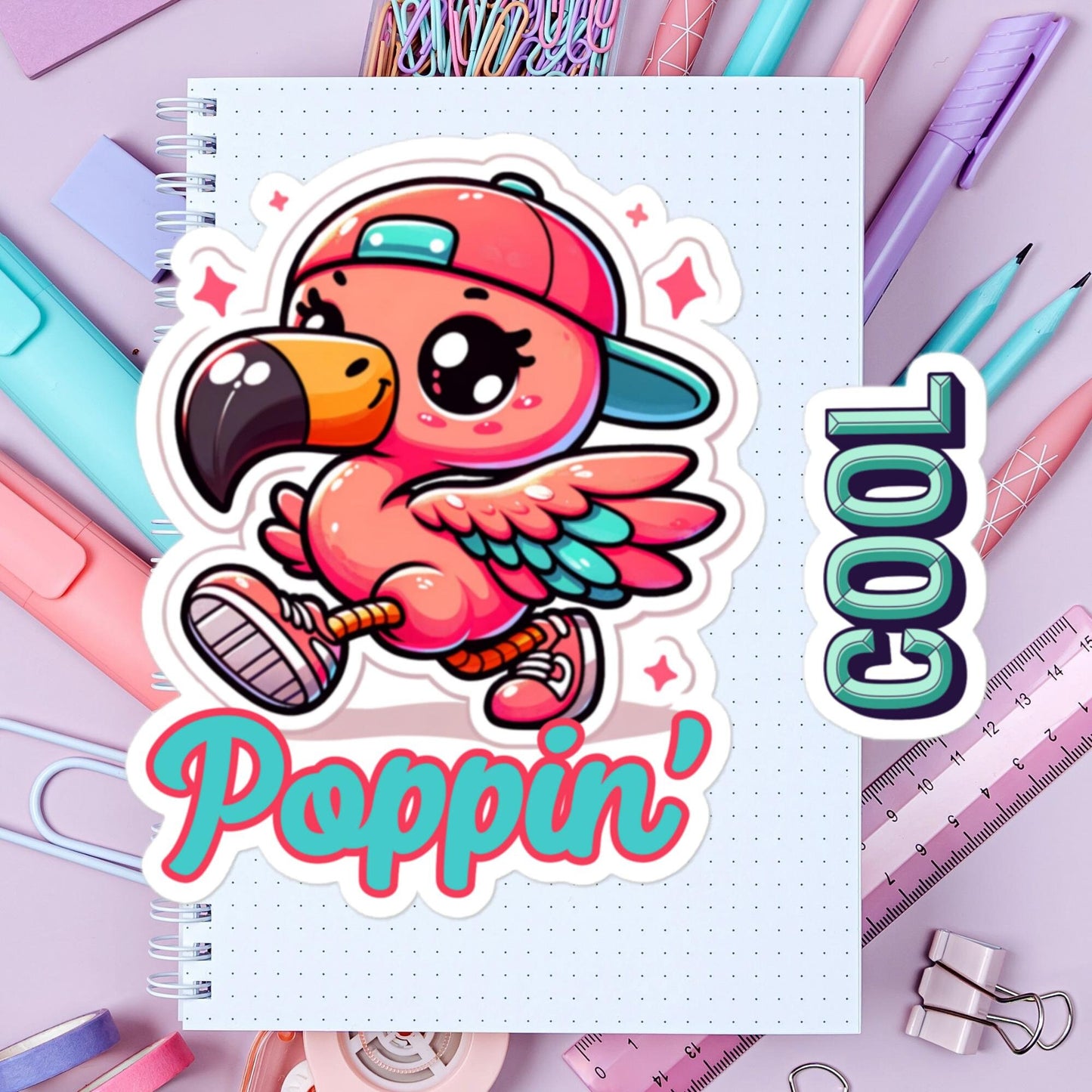 Poppin&#39; Flamingo Dancer sticker Hip Hop Dance Sticker Fun Dance stickers teacher stickersBubble-free stickers