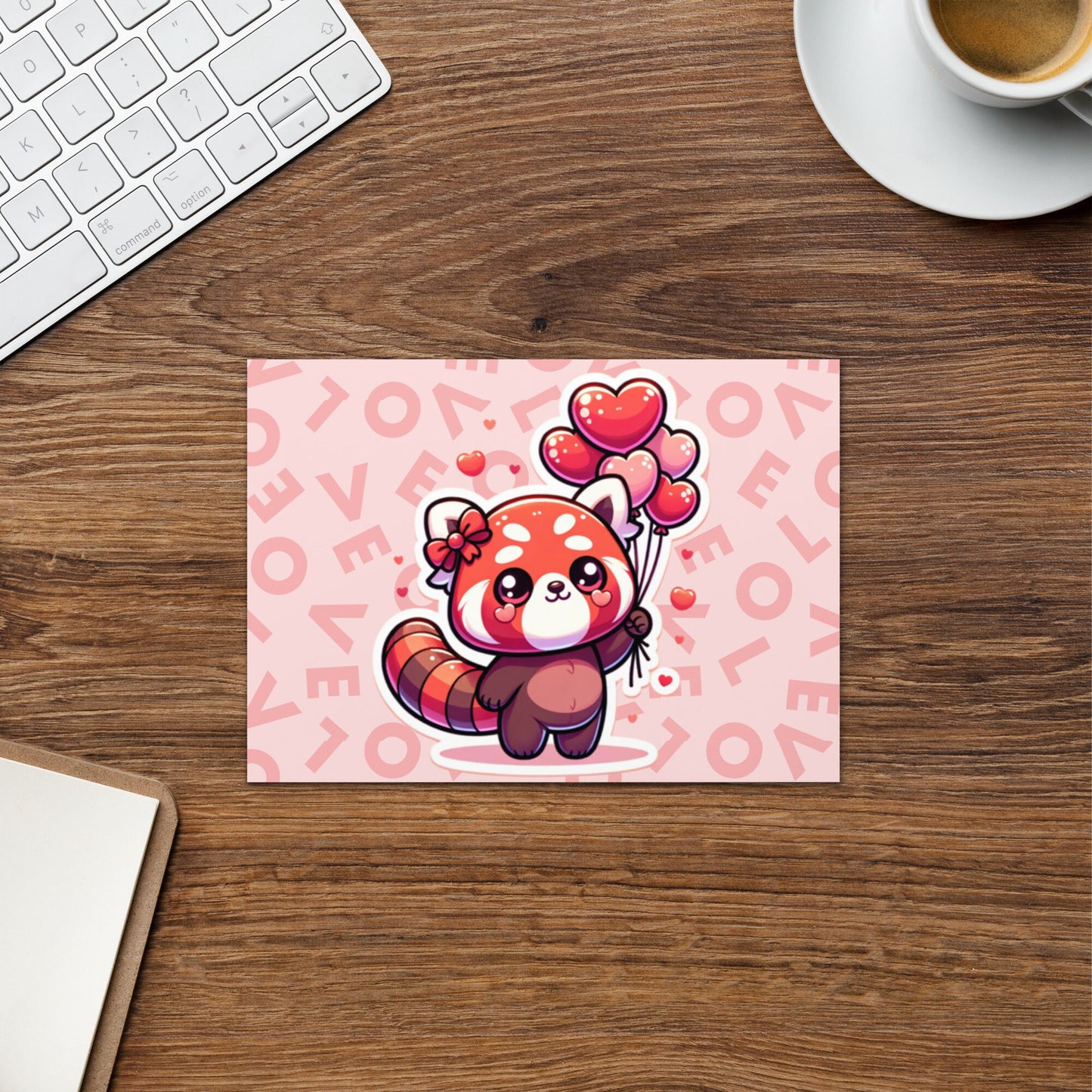 Red Panda with Balloons Love is in air Valentine&#39;s Day Cards ValentinesGreeting card