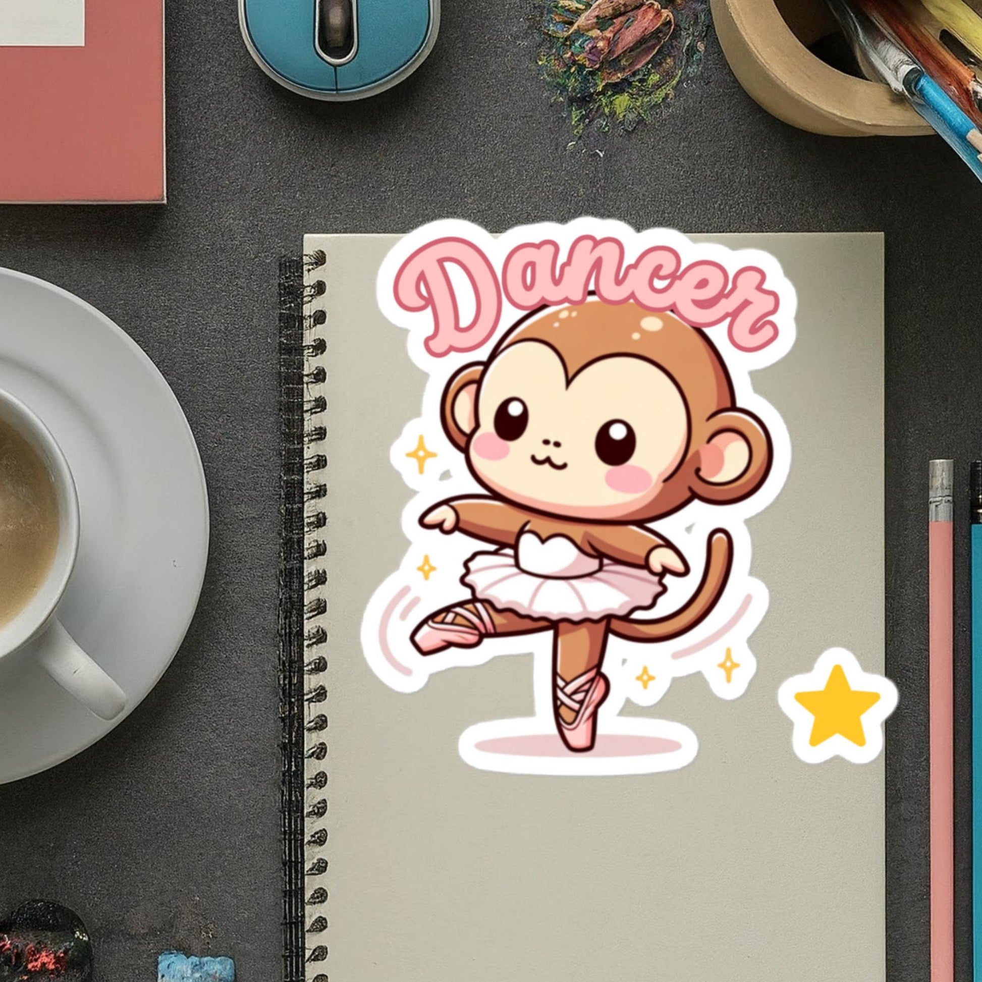 Dancer Monkey sticker Bubble-free stickers ballet dancer gifts teacher gifts