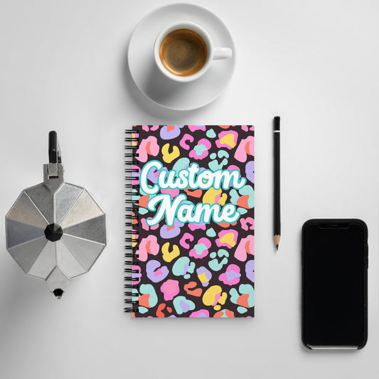 Spiral notebook Custom Gift Spiral Journal Gift Teacher Custom Leopard Bright Fun Journal Spiral Notebook Gift