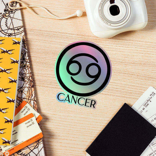 Holographic sticker Zodiac, Sticker Cancer Astrology Horoscope, Sticker Holographic Cancer Symbol, Gift Cancer Zodiac Sticker