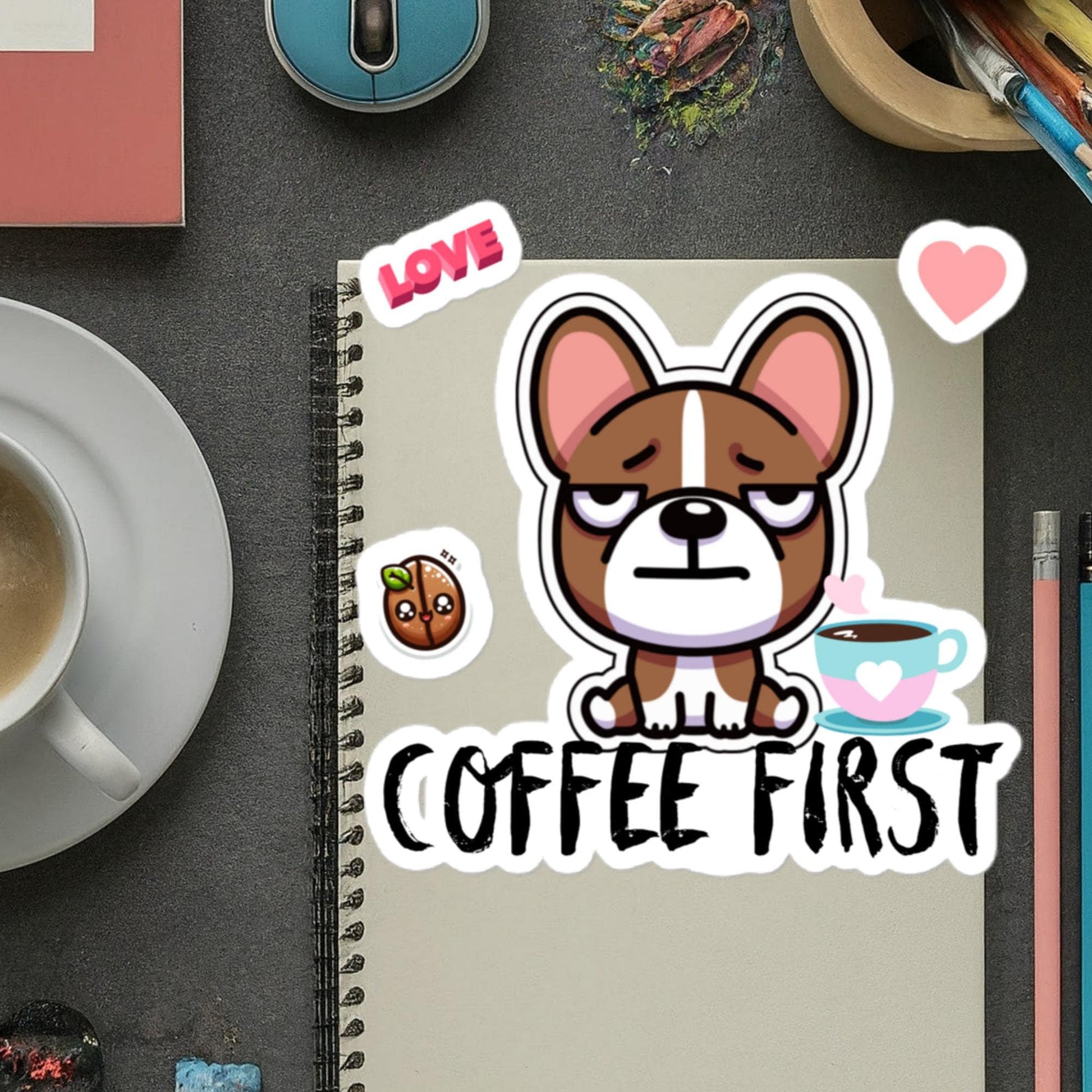 Stickers Coffee Love Humor Stickers Frenchie Coffee Humor Coffee Beans Stickers Gifts Coffee Love Humor Stickers Coffee